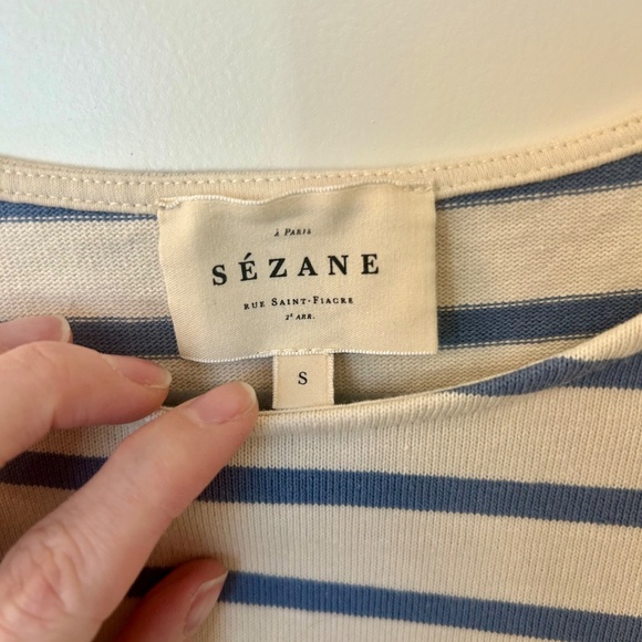 Sezane Colette Marinière NWOT Vintage Blue / Ecru - Size S - Picture 4 of 7